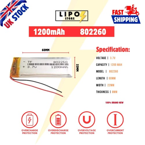 802260 1200mah lipo - 3.7v,