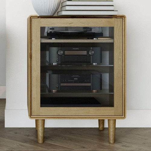 Solid oak cabinet - hi-fi,