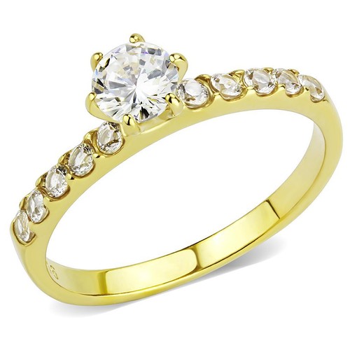 Ladies gold ring - , solitaire