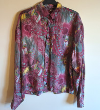 Vintage Egyptian themed silk blouse - Medium - shirt top purple retro Pharaoh