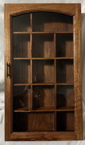 Wood wall cabinet with etched - wall,