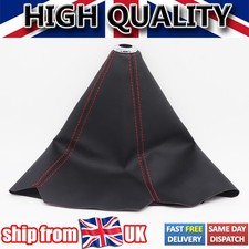 For Peugeot 107 Citroen C1 Gear Stick Gaiter - Black Leather with Red Stitching