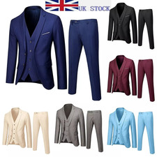 UK Mens Suit Slim 3-Piece Suit
