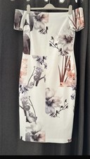 Ted Baker Sadie Vanilla Wedding-Party-Cruise Bodycon BardotDress.- size 5