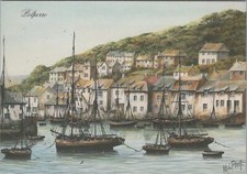 Cornwall Postcard - Polperro Village. Artist Kevin Platt (Repro) RR19962