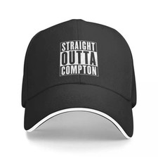 Black With White Trim Printed 'Straight Outta Compton' N.W.A. Baseball Cap Hat 3