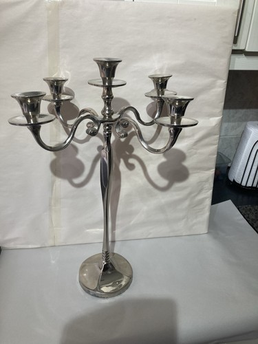 Chromed candle stick holder - stick, in