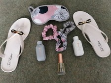 Ted Baker bundle gift set sleep mask hairband shoes flip flops size 5 pamper