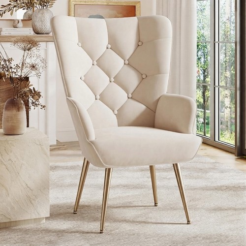 Spacious cream velvet wingback - cream,