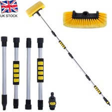 Car Water Fed Wash Brush Long Handle Telescopic Soft Bristle Pipe Hose Washer