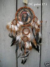 NEW NATIVE INDIAN STYLE DREAM CATCHER WITH PAINTING ON SUEDE LEATHER /dcpaint17i