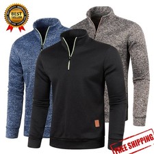 Mens Half Zip Fleece Jacket Warm Winter Pullover Jumper Sweater Sweatshirt Tops