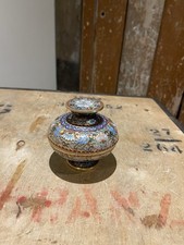 Chinese Cloisonné Ginger Jar Decorative Container Porcelain & Bronze Floral