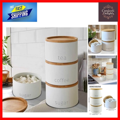 3pc white kitchen canister - white, set
