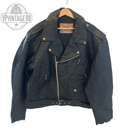 Vintage leather black biker - black,