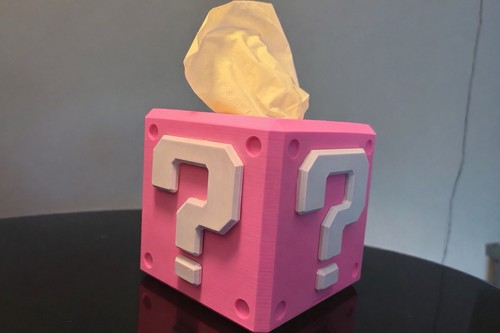 Pink cube tissue holder - pink,