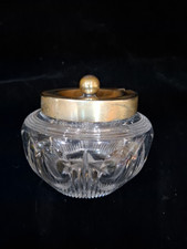 Vintage Old Pressed Glass Jam Sugar Pot Bowl With Plated Lid