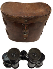 French Huet Paris 6x Extra Lumineuse Binoculars #55512 Postbellum Leather Case