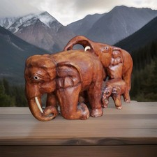 Hand Carved Wooden Triple