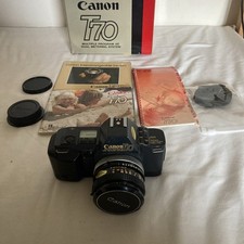 Canon T70 SLR Film Camera, Canon FD 50mm Lens Boxed With Booklets