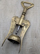 Vintage Italian Solid Brass Double Lever Corkscrew Wine Opener Made In Italy