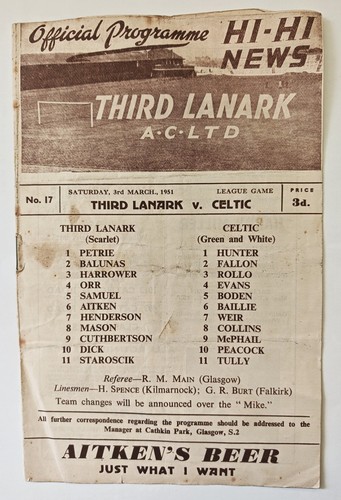 Third lanark celtic scot - v, lge