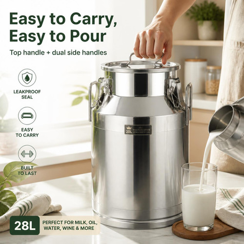 Stainless steel 28l milk churn - stainless,