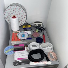 Pretty Tin with Assorted Sewing Items