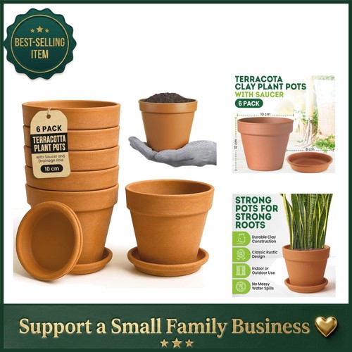 10cm terracotta plant pots 6 - plant, (6