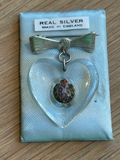RAF Silver Lucite Heart Shaped Sweetheart Brooch/Badge/Lapel Pin Vintage