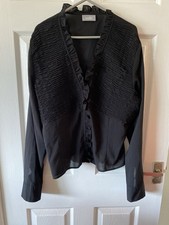 Ladies Blacked Ruched Top By Wallis Size 18