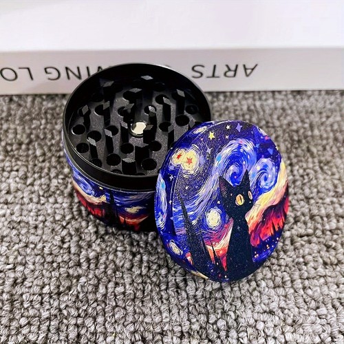 Cat starry night - night, metal