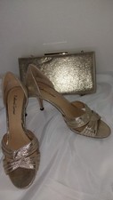 ROLAND CARTIER RICH GOLD SHIMMER SHOES AND MATCHING BAG UK 7 40