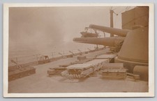 RPPC Royal Navy Battleship 12-inch Guns Firing, Gunnery Practice Edwardian WWI