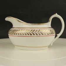 Antique Victorian Bone China Milk Jug Red & Gold Handpainted Pattern 716