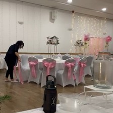 Event Decor Hire £165 - Tablecloth 70x Chair Cover & Sashes, 6x Flowers & Stand