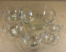 Set of 6 Duralex France Glass Bowls – Graduated Sizes 6cm–20cm – Vintage Retro