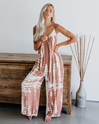 Womens tie dye loose - loose, overalls