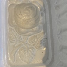 Vintage Ceramic Pudding Blancmange Jelly Mould Rose Floral 7x5” excellent con