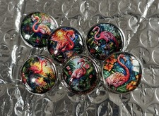 6 20mm Glass Cabochon Silver
