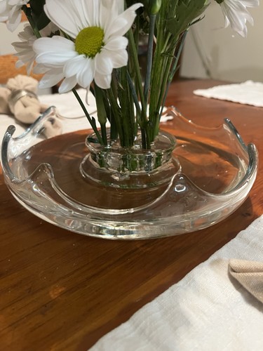 Glass flower frog vase - glass,