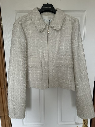 Ladies cream textured blazer - textured,