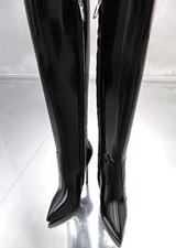 1969 Made in Italy Patent Leather Stiletto High Heels Pigalle Boots Black 37