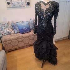 Corset Black Ballroom Gown/Dress- Embroid-Sequins✨Size Small- Unbranded