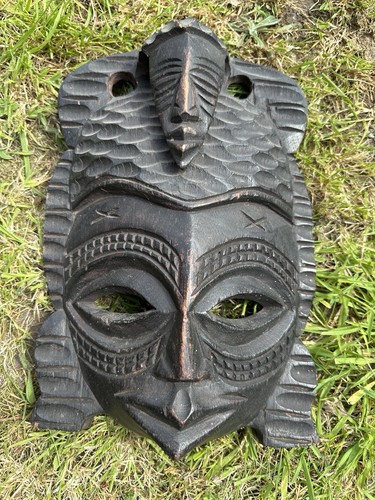 African mask hand carved two - mask,