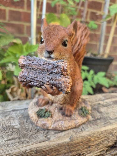 Red squirrel garden ornament - red,