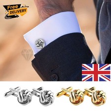 Twist Knot Head Silver Cufflinks Gold Stainless Steel Cuff Link Wedding Men Gift