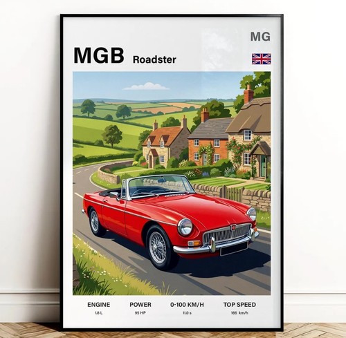 Mgb roadster poster wall - mg,