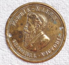 1890s Germany VICTORIA Manufacture Company Sewing Machine Brass Tag Shield Sign