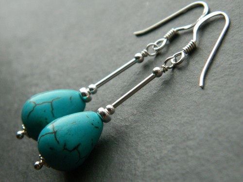 Turquoise gemstone teardrops - turquoise, &